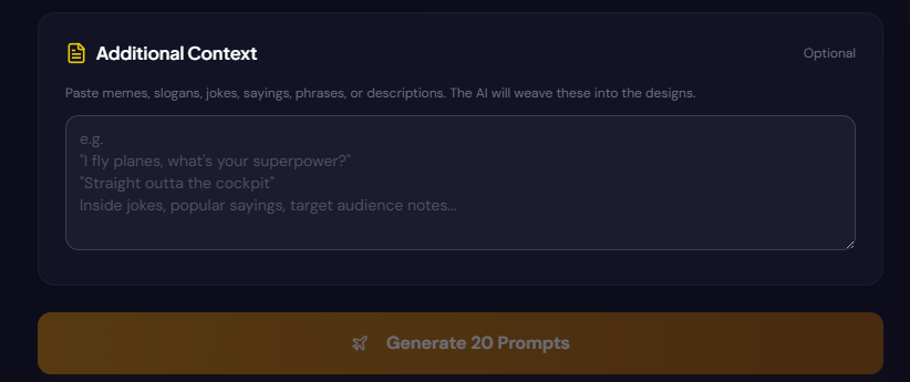 Upload Inspiration — drag and drop design images to get fresh prompt ideas